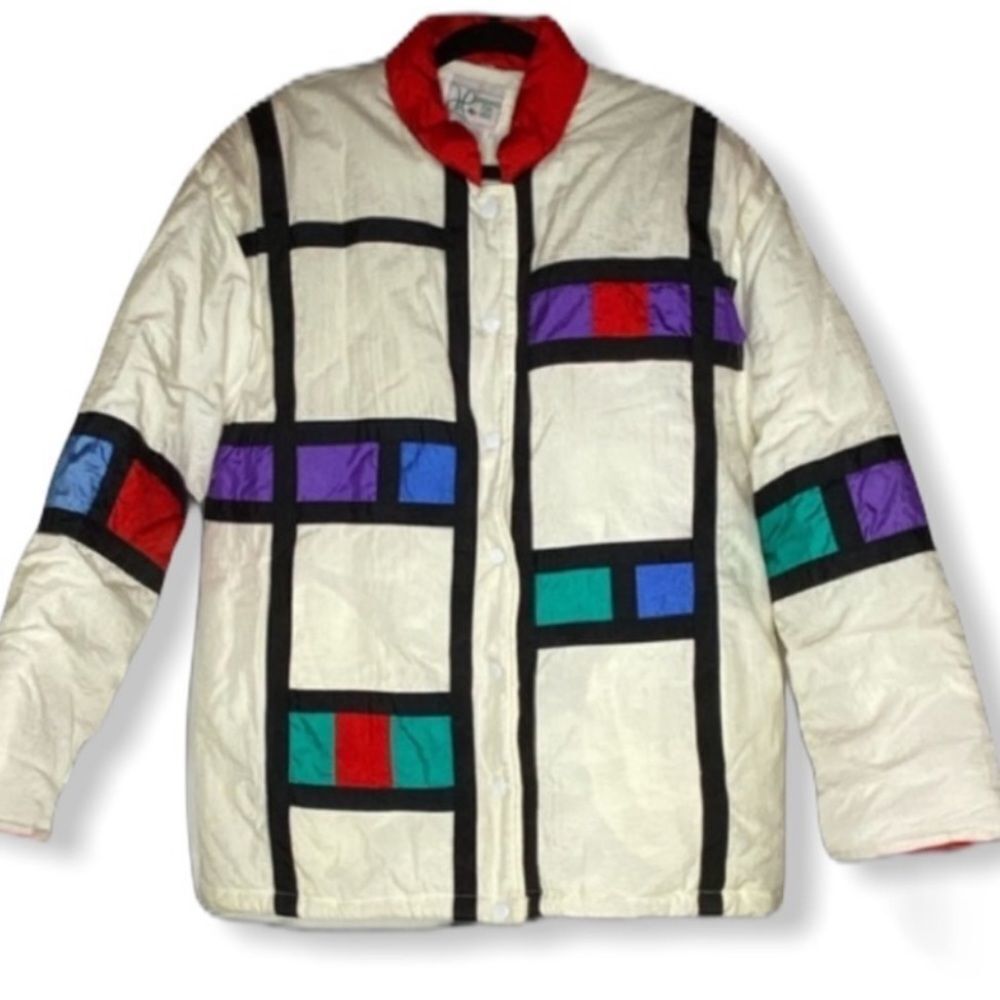 Vintage Haband For Her Color Block Coat White